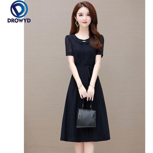 Summer Boho Beach Midi Dress for Women Fashion Navy Striped O-neck Short Sleeve Long Dresses Elegant Bodycon Sexy Party Vestidos