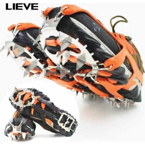1 Pair Non-Slip Crampons Ice Gripper 18 Teeth Spike Grips Cleats For Ice Snow Climbing Hiking Women Men Boots Shoe Covers