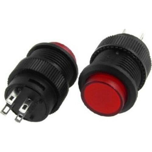 2 Pcs 4 Pin 3V LED Light RED Cap OFF(ON) N/O NO Self-locking Push Button Switch