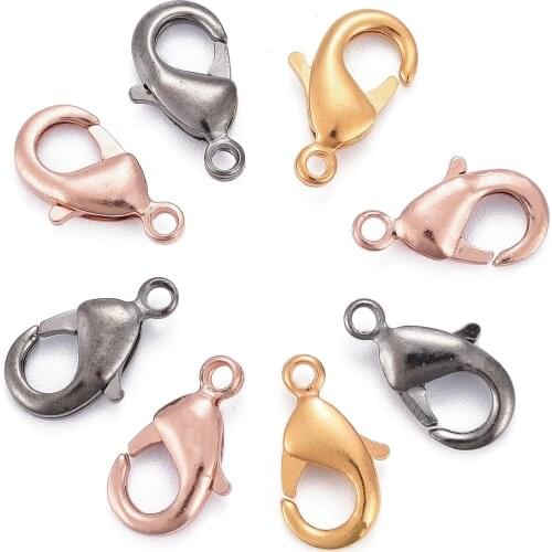 20pcs Brass Lobster Claw Clasps Fastener Hook 12x7x3mm Necklace Bracelet Trigger Clasps Jewelry Finding