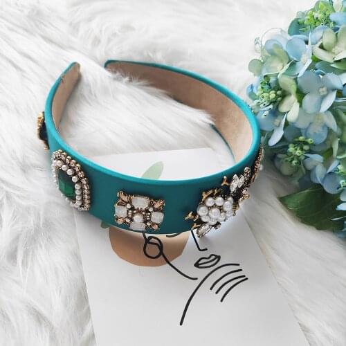 2021 New Headmade Baroque Vintage Shiny Rhinestone Hairband Hair Accessories Wide Band Headband For Women Girls Wedding Party