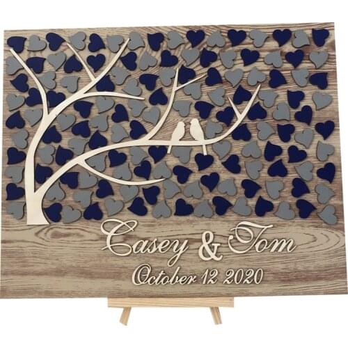 3D Guest Book Personalized Guest Book Wedding Wood Heart Wedding Guest Book Tree of Life Guest Sign Guest Book Set with Stand