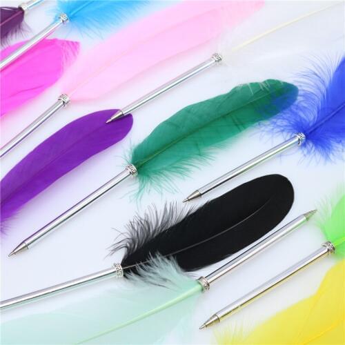 4 pcs Colorful Elegant Feather Ballpoint Pen Kawaii Signature Pens Roller Ball Pen Stationery For Students Gift School Supplies