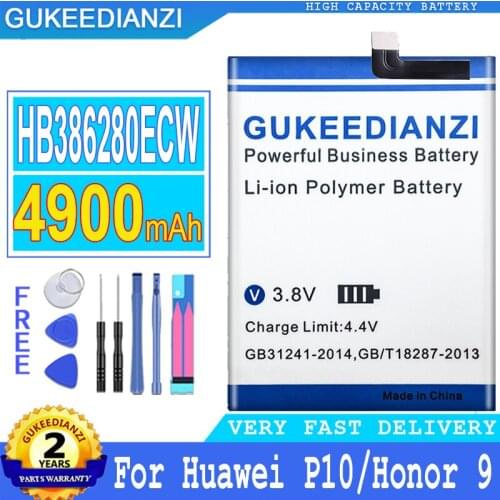 4900mAh GUKEEDIANZI Battery HB386280ECW for Huawei Ascend P10 honor 9 STF-L09 STF-AL10 STF-AL00 VTR-AL00 VTR-L09 VTR-L29