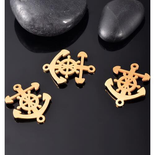 5pcs Stainless Steel Simple Design Anchor Shape Charms Pendants Bracelet Necklace DIY Jewelry Making Accessories