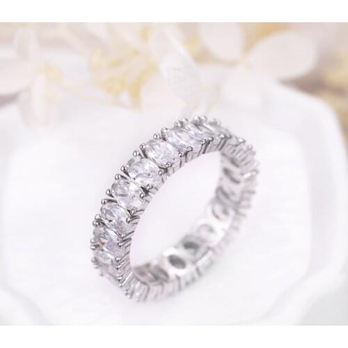 ANZIW 925 Sterling Silver Full Eternity Oval Cut Ring Wedding Engagement Bridal Rings For Women Party Lover Rings Jewelry Gifts