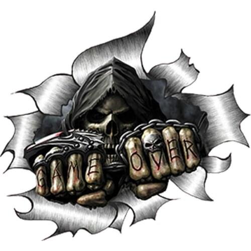 Car Sticker Single Metal Rip Open Grim Reaper Skull Styling JDM Race Van Bike Drift Accessories PVC Decal,14cm*13cm