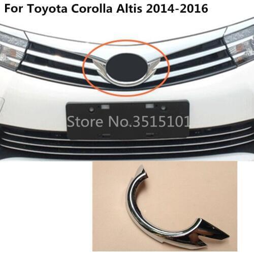 Car Styling Body Cover ABS Chrome Trim Front Mark Logo Middle Grid Grill Grille 1pcs For Toyota Corolla Altis 2014 2015 2016