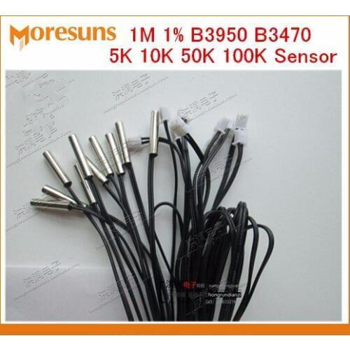 Free ship 50pcs Refrigeration air conditioner NTC temperature sensor probe 5*30mm Length1M 1% B3950 B3470 5K 10K 50K 100K Sensor