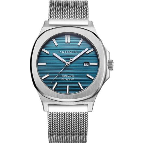 Parnis Commander Seriers Mens Fashion Classic Dress Luminous Business Calendar Automatic Self-Wind Mechanical Wrist Watches