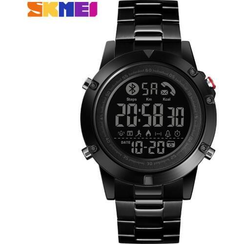 SKMEI Smart Bluetooth Creative Fashion Sports Wrist Watch Men Steel Strap Calorie Pedometer Remote Camera Digital Watches