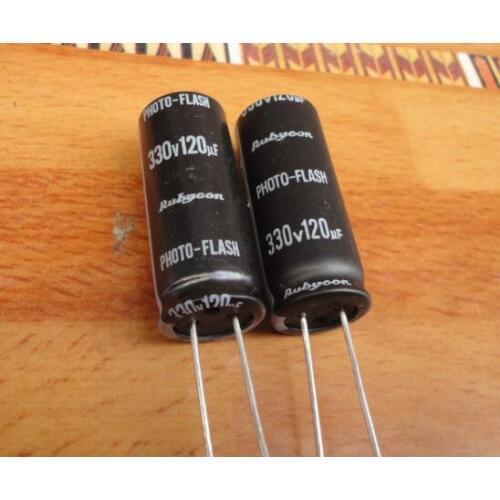 10pcs low esr 330v 120uf photo flash capacitor 13.5*33.5mm