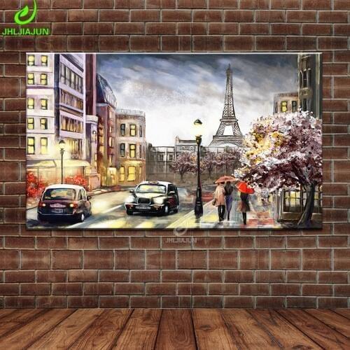 JHLJIAJUN Canvas Painting Romantic Paris Night Life Nordic Oil Wall Art Print And Poster Modern Study Living Room Home Decor