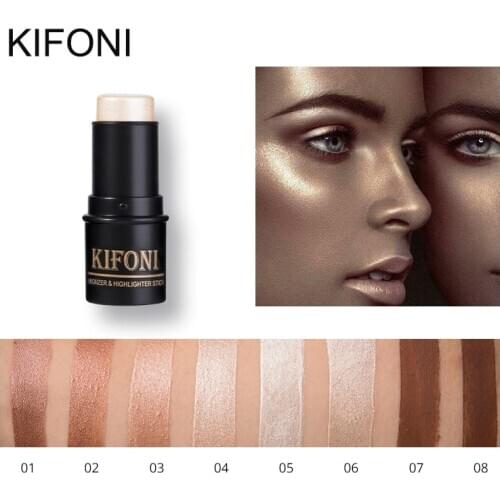 KIFONI makup Bronzer&Highlighter Stick 8 Colors 3D Contour Makeup Concealer Pen Face Waterproof Glow Brighten Stick Cosmetic
