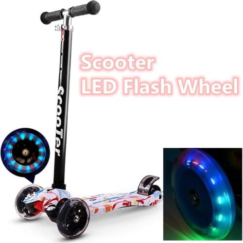 80mm 90mm 100mm 110mm 120mm Kids Scooter Wheel LED Flash PU Tyre Children Kick Scooter Twisting Car Front Rear Wheel ABEC7 2pcs