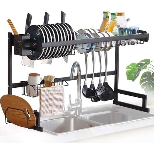 Stainless Steel Kitchen Shelf Organizer Dishes Drying Rack Over Sink Drain Rack Kitchen Storage Countertop Utensils Holder
