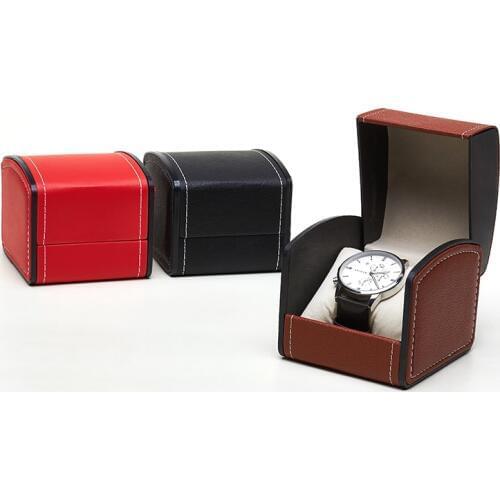 Faux Leather Square Watch Box Jewelry Watch Case Display Gift Box with Pillow Cushion watch box storing wrist watch protecting