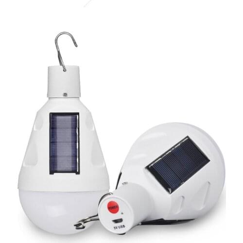 LED solar bulb 12W DC 5V dusk to dawn bulb day and night USB rechargeable emergency lighting for outdoor travel camping