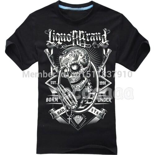 Liquor Rock Brand men shirt 3D High Quality new mma hot skull items fitness Hardrock heavy Dark Metal 100%Cotton