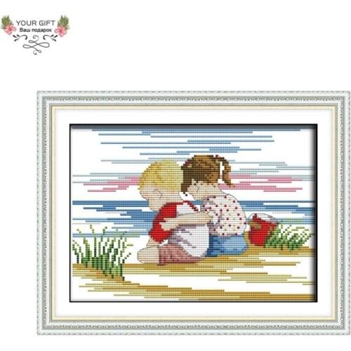 Joy Sunday Cute Baby Home Decoration RA045 14CT 11CT Counted and Stamped Childhood Embroidery DIY Cross Stitch Kits Gifts