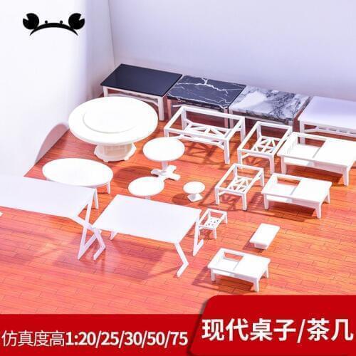 2pcs 1/20 1/25 1/30 scale Mini Dollhouse Furniture Tea table Miniature Kids Pretend Play Toy Simulation Dollhouse Accessory