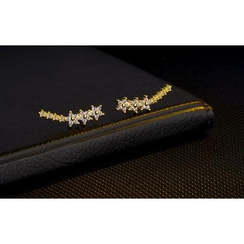 Fashion Inlaid Crystal CZ Flower Star Stud Earrings For Women Girls Korean Sweet Cute Small Ear Climber Piercing Jewelry Gifts