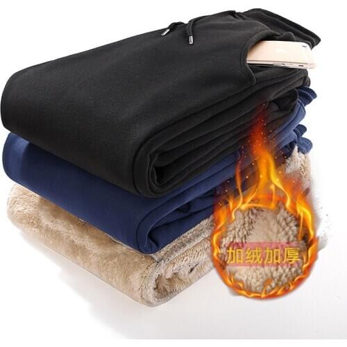 2020 Hot New Winter Mens Athletic Pants Fleece Lined Thick Trousers Loose Warm Joggers Comfortable Simple Unique Leisure Time
