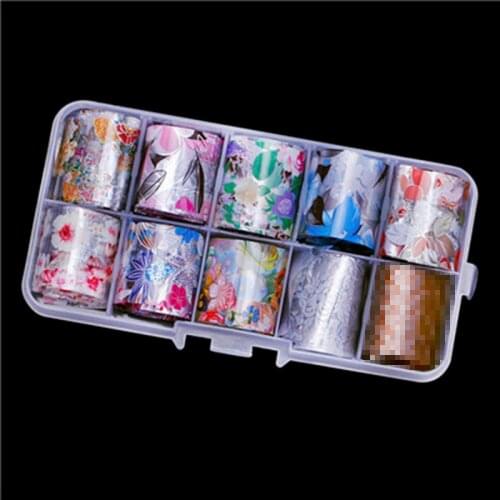 New! 1Pack 10 Colors Starry Sky Nail Foils Rose Gold 2.5*100 cm/Sheet DIY Nail Decor Manicure Nail Art Transfer Stickers NZ06-4H