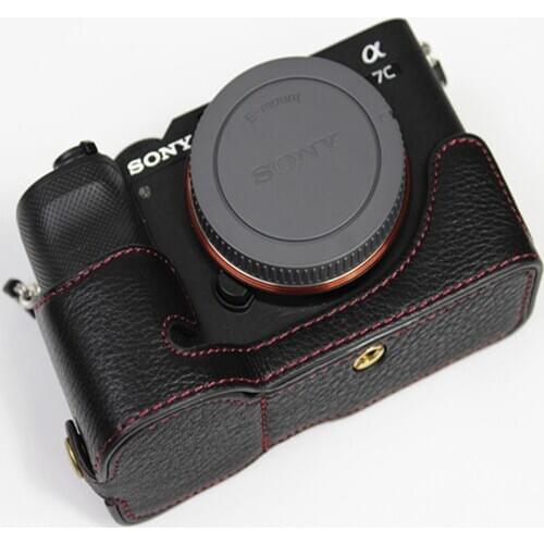 New Genuine Leather Camera Case Handmade Cover For Sony A7C Alpha 7C ILCE-7C Bottom Case With Battery Opening