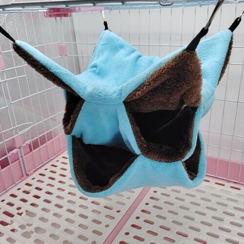 New Warm Hamster Hammock Pet Sleeping Bed for Mouse Ferrets Sugar Glider Guinea Pig Three-layer Pure Color Hammock Hanging Bed