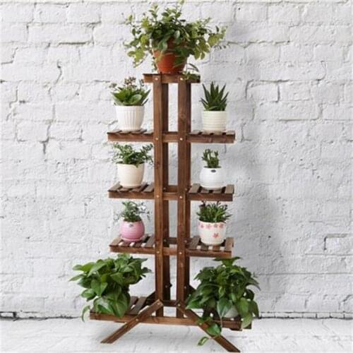 Solid Wood Flower Rack Balcony Pot Culture Shelf Potting plant support