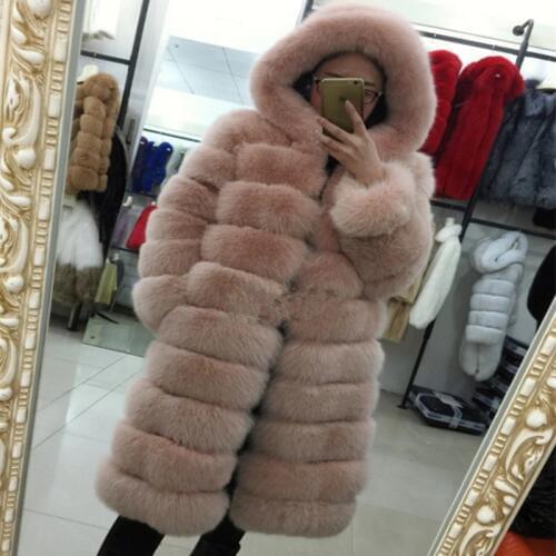 Russia 100% Natural Real Fox Fur Coat Women Winter Genuine Vest Waistcoat Thick Warm Long Jacket With Sleeve Outwear Overcoat