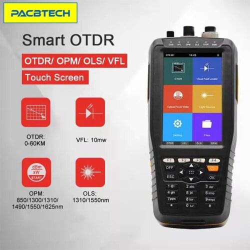 Touch Screen 60KM Handy Fiber Optic OTDR Tester 1310 1550nm 22 20dB Built in VFL Optical Power Meter Light Source TM290