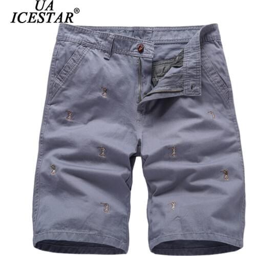UAICESTAR Summer Shorts Men Cotton 2021 New Solid Color Casual Embroidery Cargo Pants Men Fashion Military Large Size Men Pants