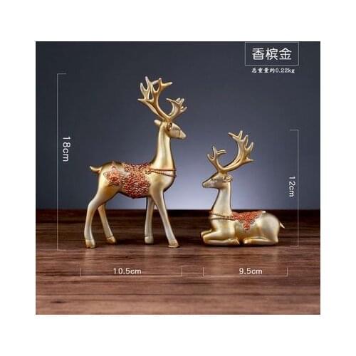NORDIC CREATIVE RESIN DEER GOLD RETRO DECORATIVE ORNAMENTS SIMULATED ANIMAL MARBLE HOME DECORATIONS CHRISTMAS FIGURINES
