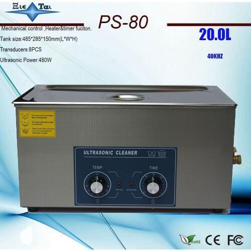 Best quality ultrasonic cleaner bath 20L PS-80 AC110/220v tank thickness for auto parts with free basket