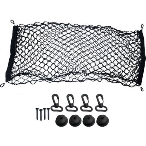 Universal Car Trunk Rear Storage Cargo Luggage Nylon Elastic Mesh 50x110 CM Net Holder With 4 Plastic Hooks Pocket New