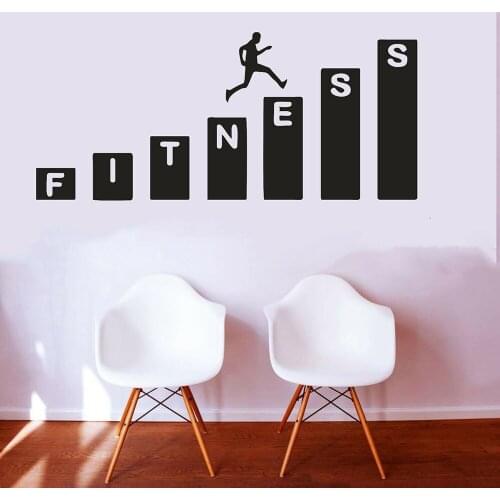 Gym Fitness Chart Wall Sticker Vinyl Gym Fitness Workout Indoor Wall Decals for Gym Decoration Removable Home Wallpaper Z614