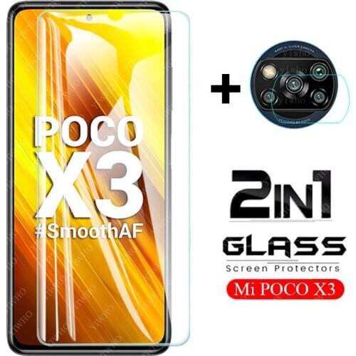 2in1 Hd Tempered Glass on for Xiaomi Poco X3 Screen Protector Camera Lens Glass Film for Xiaomi Xiomi Mi Poco X3 NFC Film Glass