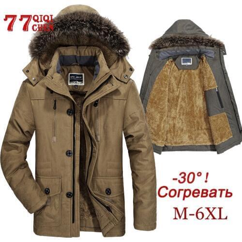 Winter Jacket Men Fur Collar Windproof Parkas Thick Casual Outwear Jackets Male Plus Size 6XL Velvet Warm Waterproof Coat hombre
