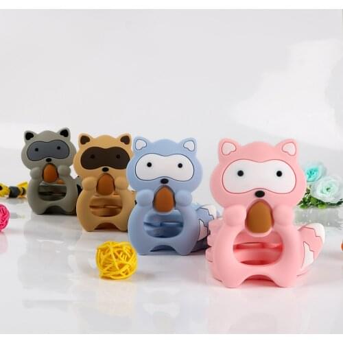 Kovict 1pcs Raccoons Baby Silicone Teether Molar Teether DIY For Pacifier Necklace Accessories Chewable Nursing Toys