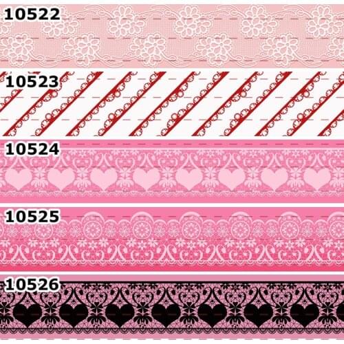 10yards - Different Sizes - Fashionable lace pattern Color Style Printed Grosgrain Ribbon DIY Materials