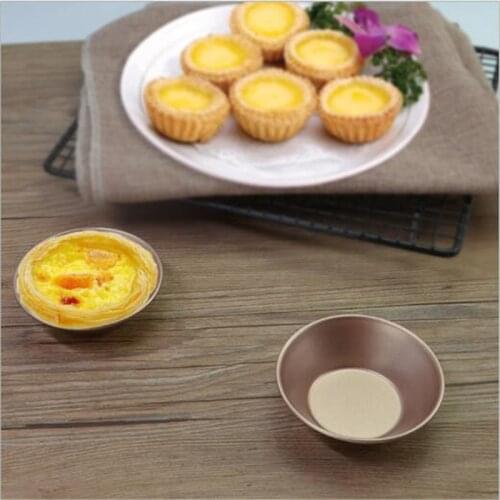 Brand New 2Pcs Gold Titanium Steel Cupcake Egg Tart Mold Pudding Mould Makers Cupcake Liners Baking Pastry Tools