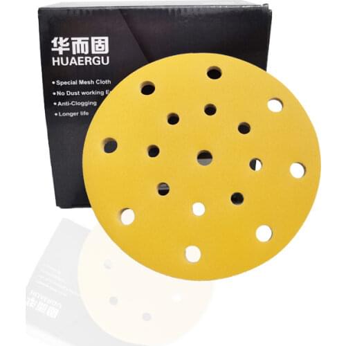 5 Pieces 6" 17 Hole Yellow Sanding Paper 150mm Round Flocking Sandpaper. Dry Abrasive Paper With Grit 80-600For FESTOOL Sander