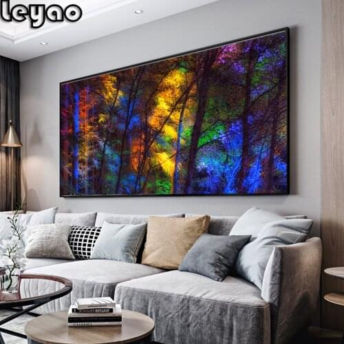 DIY Diamond Painting Cross Stitch Colorful Forest Trees Home Decor Diamond Embroidery large size Full inlaid 5D Needlework