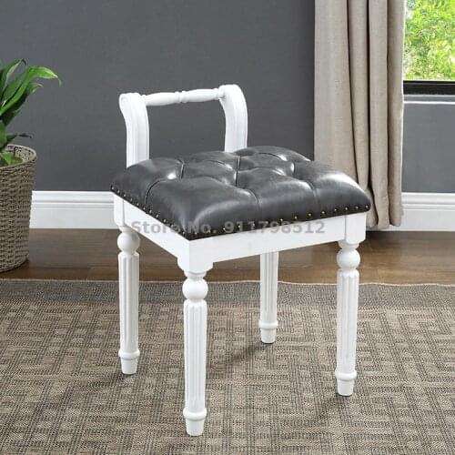 American solid wood dressing stool backrest European style makeup stool dressing table chair simple creative princess stool