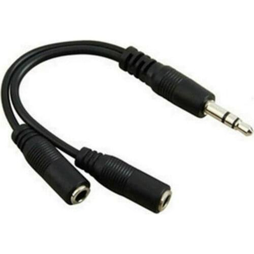Jack Audio Splitter Cable 3.5mm Male to 2 Port 3.5mm Female Extension Aux Cable Adapter for iPhone 1000pcs