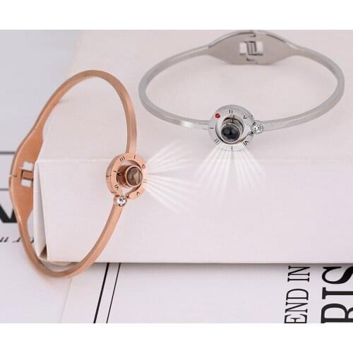 Simple 100 Languages I Love you love Fashion bracelets&Bangles For Women Couple Wedding Open bangle Jewelry