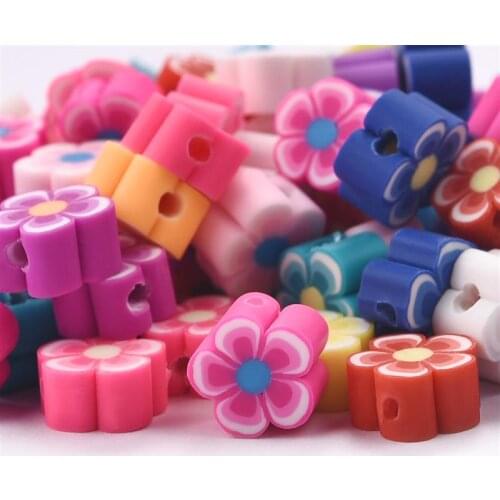 30pcs Heart Fruit Flowers Beads Polymer Clay Beads Soft Clay Spacer Loose Beads for Necklace DIY Bracelet Jewelry Accessories