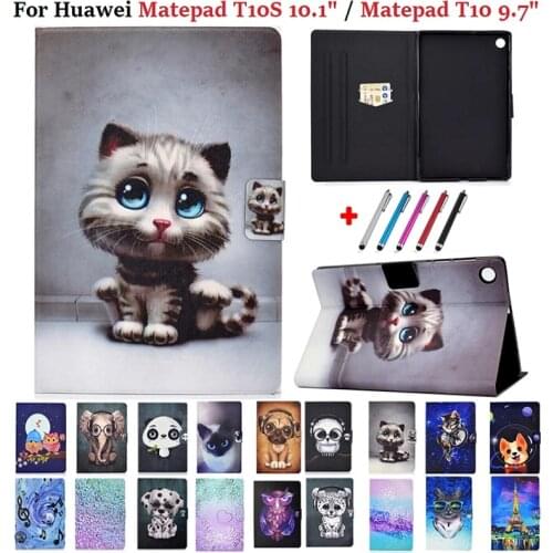 For Funda Tablet Huawei MatePad T10s Case 10.1 Stand Wallet PU Leather for Huawei MatePad T10 Case 9.7 inch AGS3-L09 W09 AGR-L09